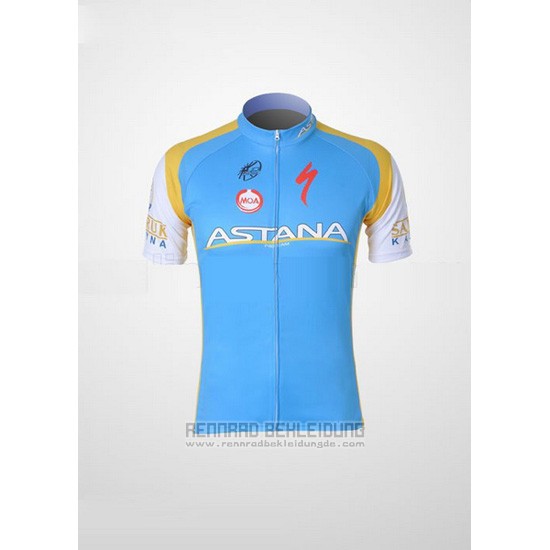 2012 Fahrradbekleidung Astana Hellblau Trikot Kurzarm und Tragerhose - zum Schließen ins Bild klicken